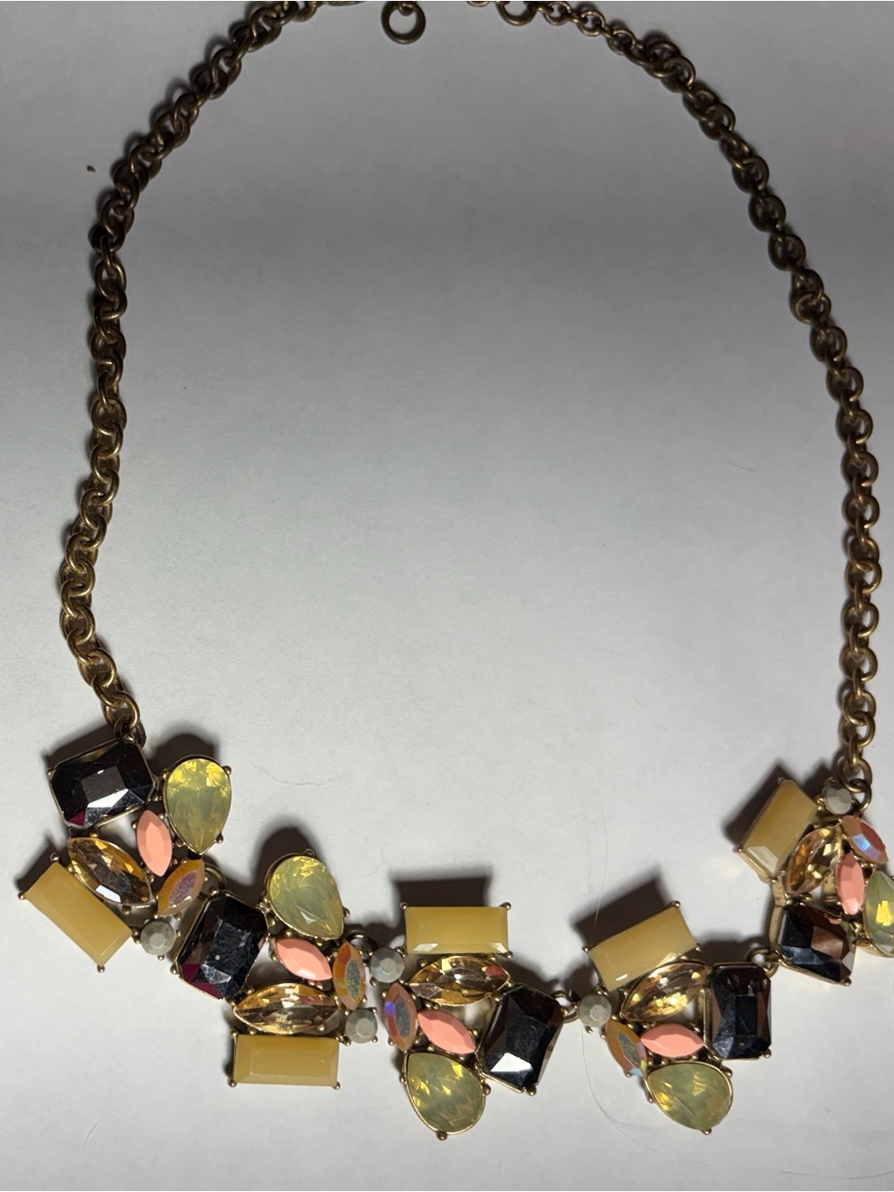 J. Crew Gold-Tone Multi-Stone Necklace with Yellow, Pink and Black Accents